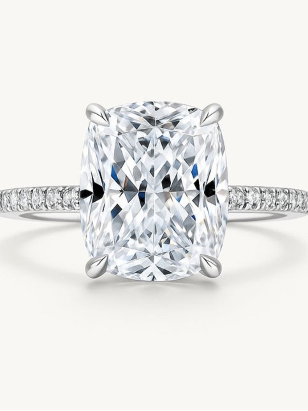 Gemiros Majeste Cushion-Cut Solitaire Pavé Ring in White